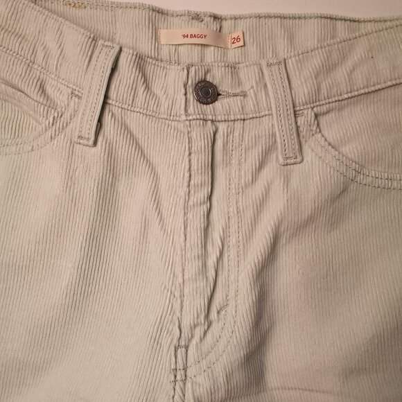 Levi's '94 Baggy Corduroy Jeans Size 26/4 Mid Rise Straight Leg Mint Green Color - Picture 4 of 9